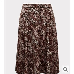 LEOPARD SATIN A-LINE MIDI SLIP SKIRT New with tags
